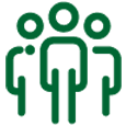 Green location pin icon on a dark green background, featuring a circular cutout near the top.