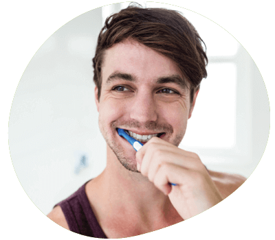 Man brushing teeth