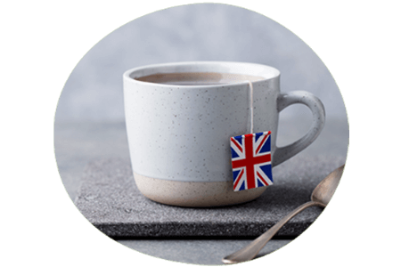 A cup of tea with the union jack