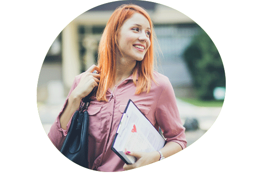 Woman holding a clipboard