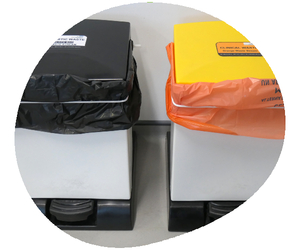 Colour coded waste bins