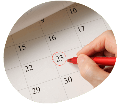 Date on calendar circled with red pen
