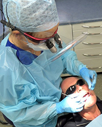 Patient having dental examination