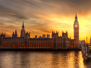 Westminster skyline of building at sunset