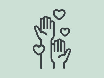Icon of two hands with hearts