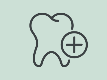 Icon of a tooth with a plus sign